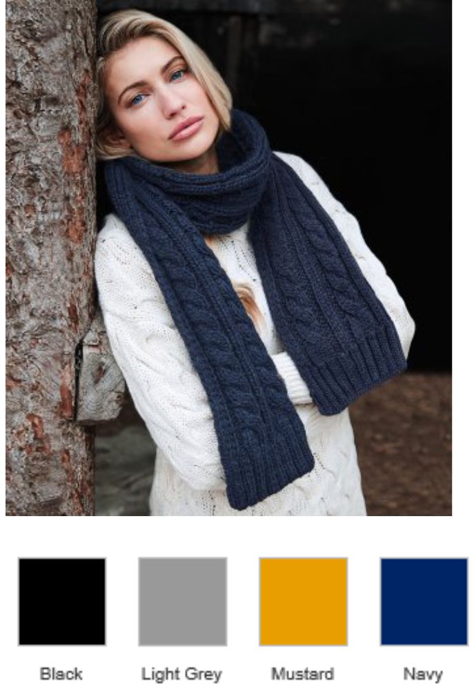 BB499 Beechfield Cable Knit Melange Scarf - Click Image to Close